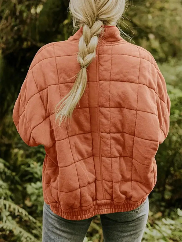 Gesteppte Oversize Jacke mit Reißverschluss für Damen – Warme Casual Steppjacke für Alltag & Herbst