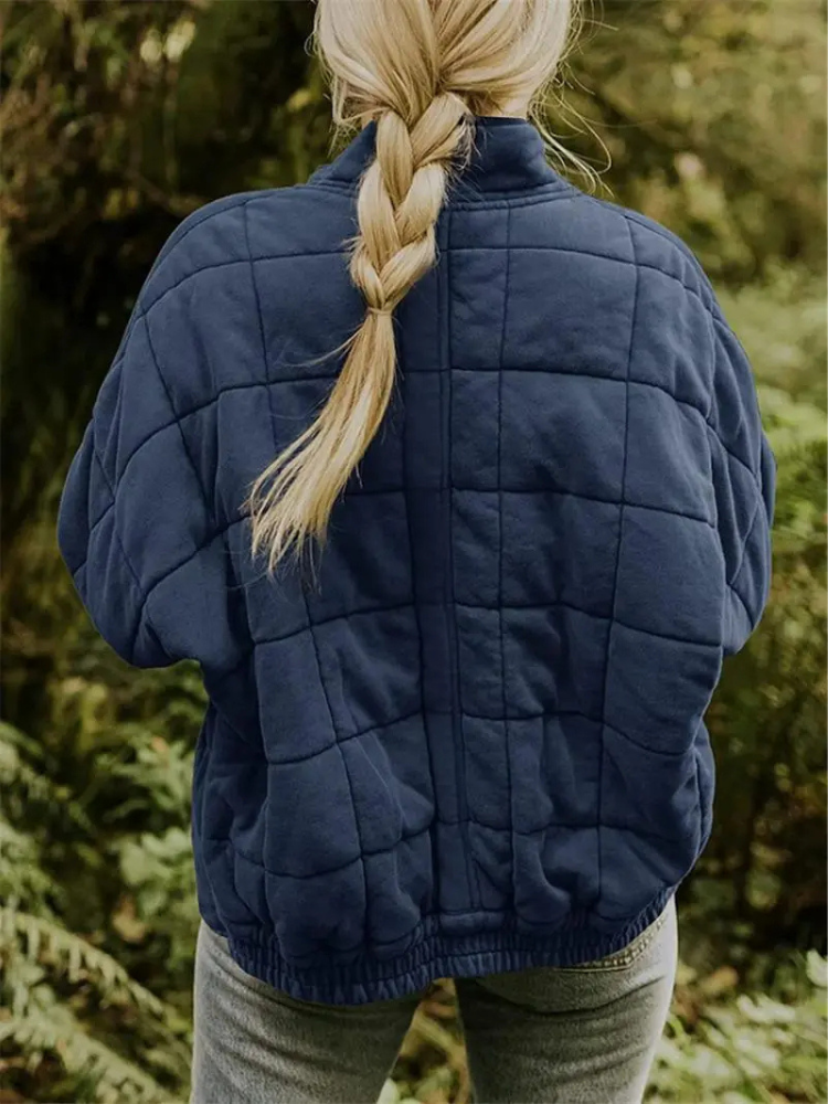 Gesteppte Oversize Jacke mit Reißverschluss für Damen – Warme Casual Steppjacke für Alltag & Herbst