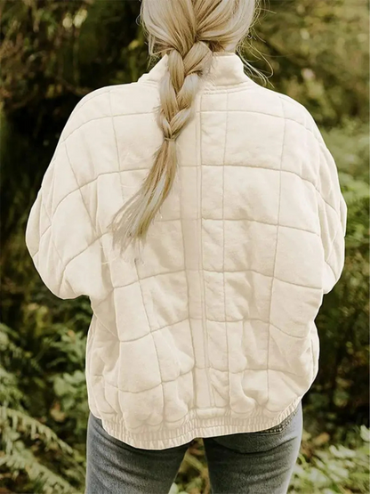 Gesteppte Oversize Jacke mit Reißverschluss für Damen – Warme Casual Steppjacke für Alltag & Herbst