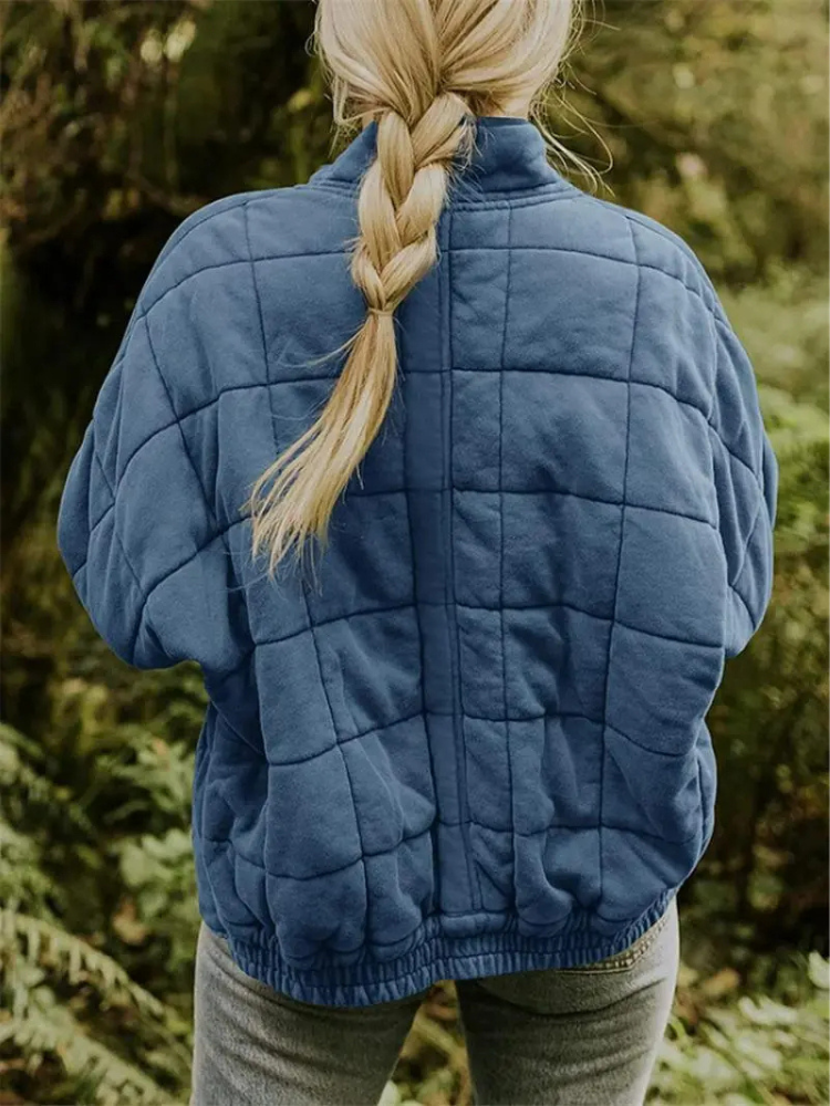 Gesteppte Oversize Jacke mit Reißverschluss für Damen – Warme Casual Steppjacke für Alltag & Herbst