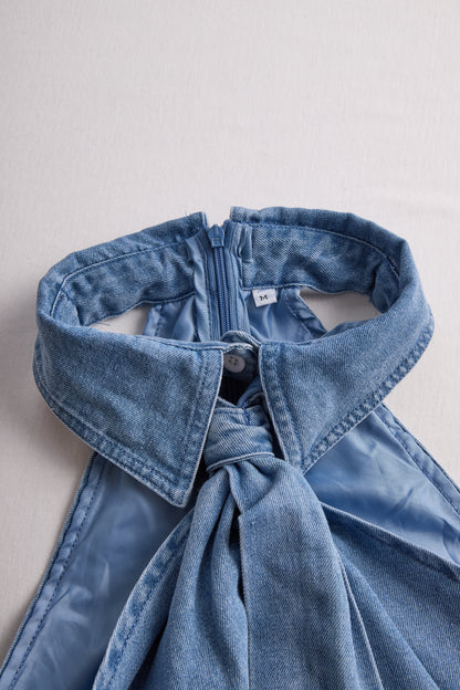 Clémence - Ärmellose Bluse mit Halterkragen und Knoten-Detail für Frauen