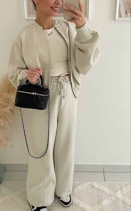 Séraphine - Damen Sweatanzug Elengate Komfortabel mit Hoher Taille und Weitärmel-Jacke