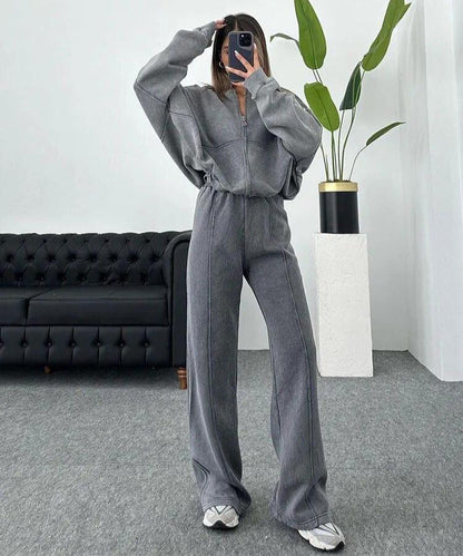 Séraphine - Damen Sweatanzug Elengate Komfortabel mit Hoher Taille und Weitärmel-Jacke
