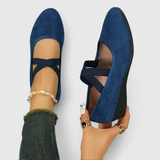 Elegante Ballerinas mit Kreuzriemen für Damen – Bequeme Keilabsatz Schuhe für Alltag & Freizeit