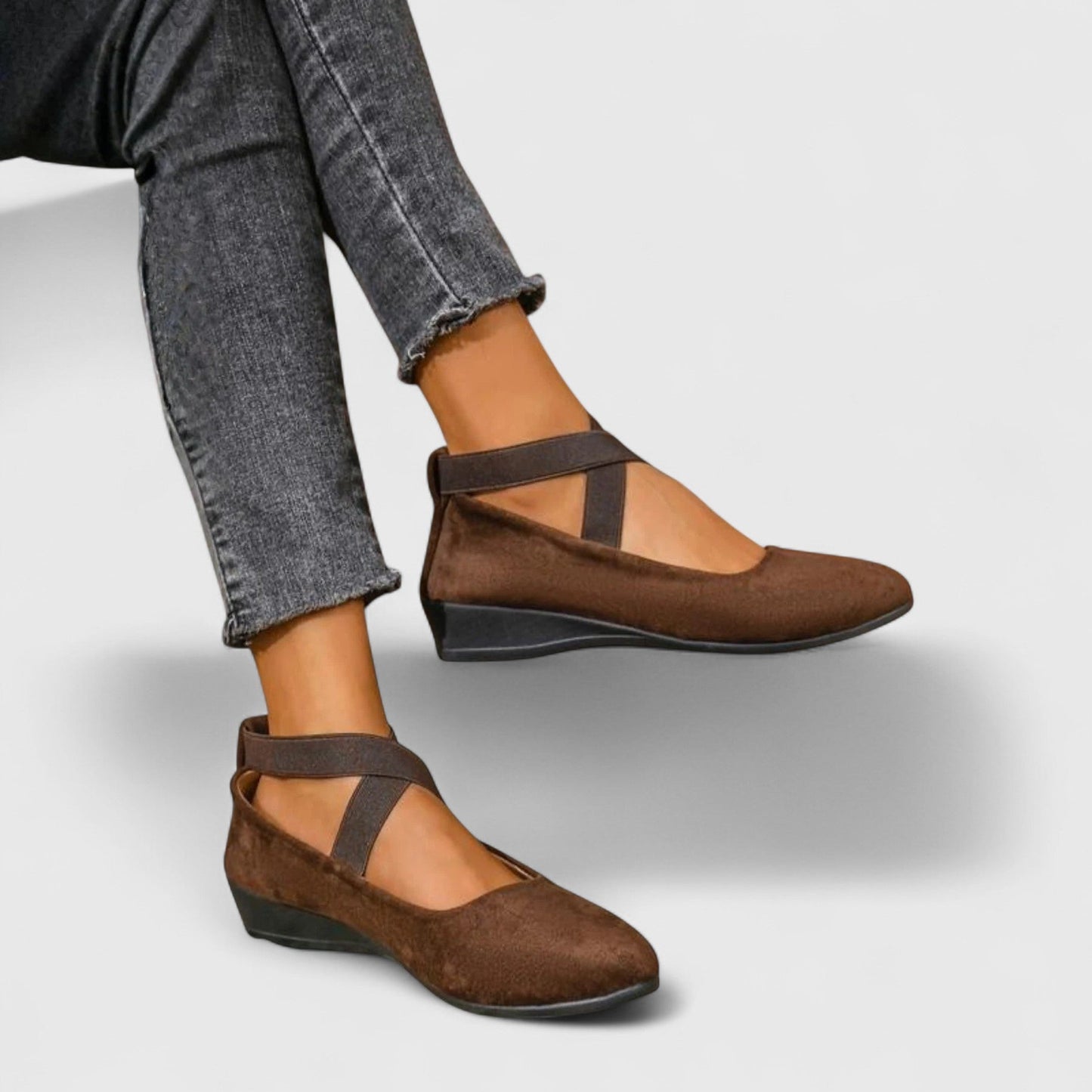 Elegante Ballerinas mit Kreuzriemen für Damen – Bequeme Keilabsatz Schuhe für Alltag & Freizeit