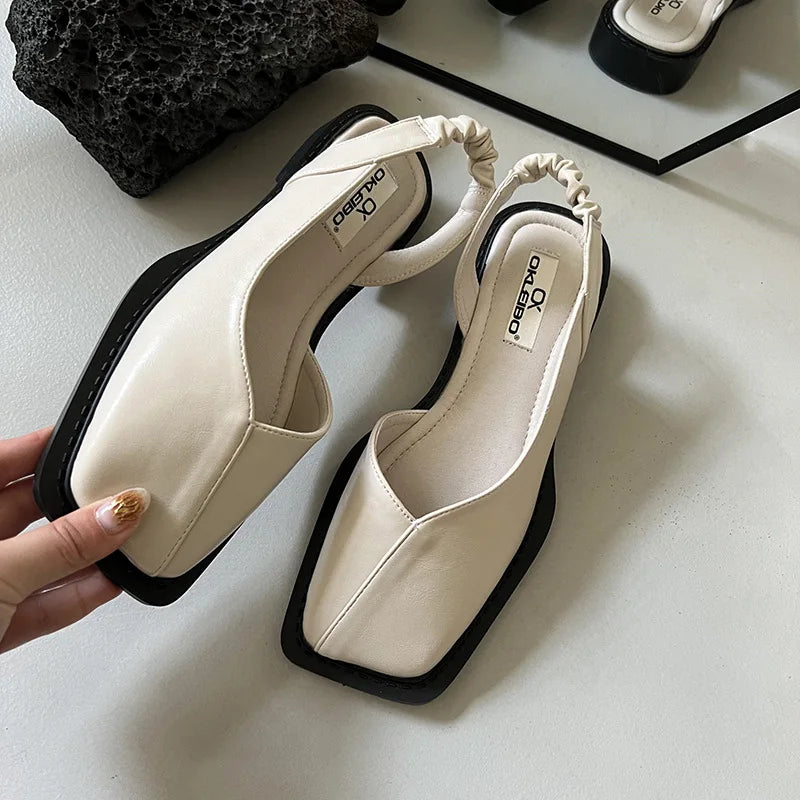 Elegante Slingback Flats für Damen – Bequeme Slip-On Schuhe mit eckiger Spitze & elastischem Fersenband