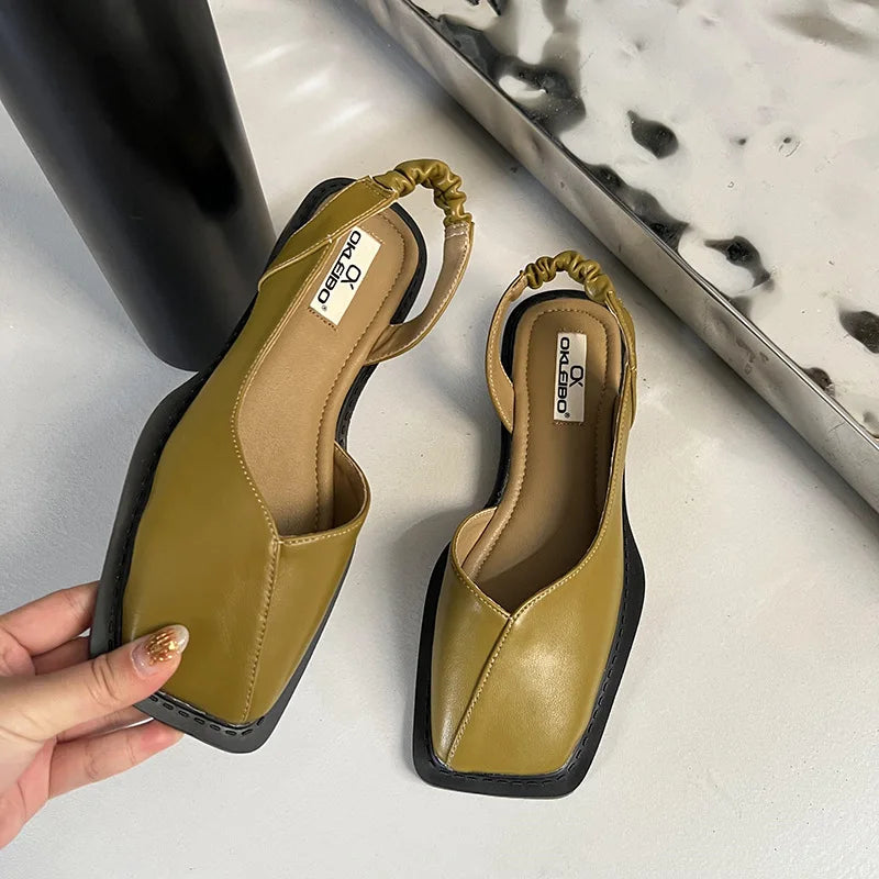 Elegante Slingback Flats für Damen – Bequeme Slip-On Schuhe mit eckiger Spitze & elastischem Fersenband