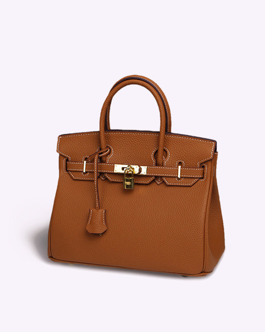 Salomé - Mirabella – Subtiler Luxus-Handtasche aus veganem Leder mit goldenen Details, einfarbig