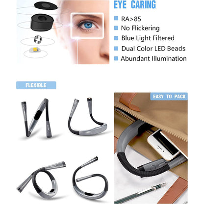 Lumosia - Verstellbare LED-Leselampe | Einstellbare Helligkeit und Wiederaufladbarer Akku