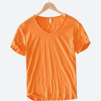 Lässiges V-Ausschnitt T-Shirt mit lockerer Passform für Damen
