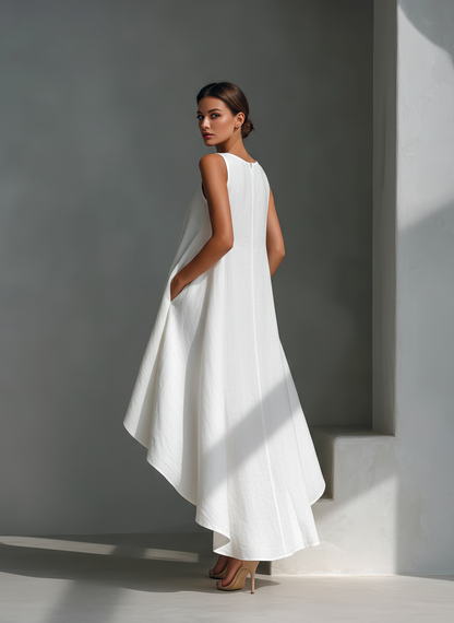 Ärmelloses Maxi Kleid für Damen – Luftiges High-Low Sommerkleid mit elegantem Fall