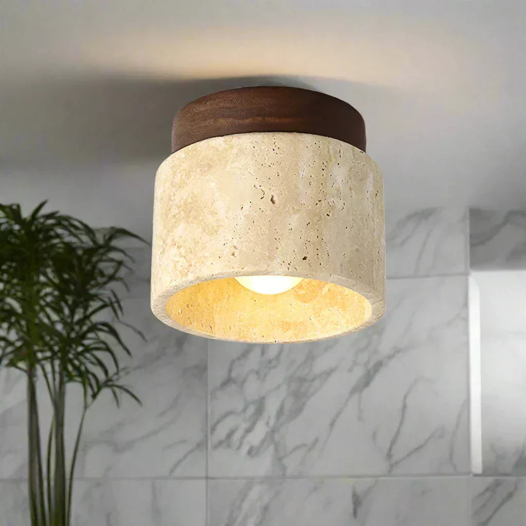 ZenithPierre - Japanische Deckenlampe aus Travertin