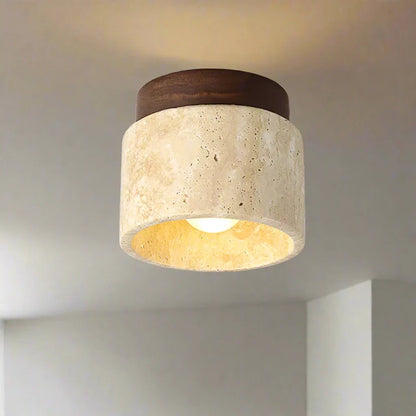 ZenithPierre - Japanische Deckenlampe aus Travertin