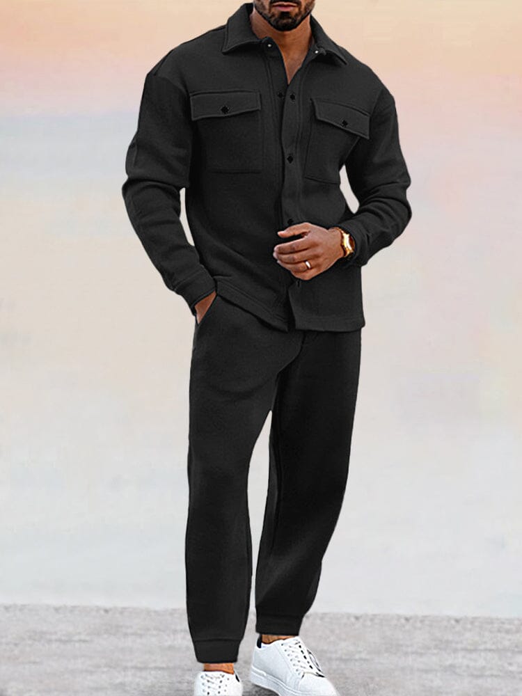 Lioran - Herren Ensemble Zwei Teile Casual Chic: Frühlingsjacke mit langen Ärmeln und Knöpfen sowie lange Hose