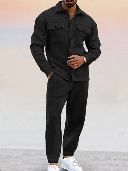 Lioran - Herren Ensemble Zwei Teile Casual Chic: Frühlingsjacke mit langen Ärmeln und Knöpfen sowie lange Hose