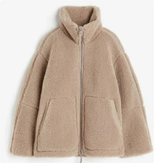Béatrice - Unverzichtbare Teddy-Midseason-Jacke, Köstlich Weich, Bequem, Elegant und Warm, mit Reißverschluss und Stehkragen