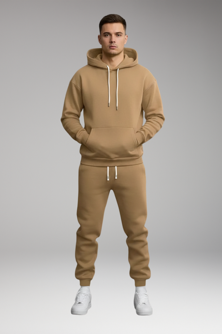 Virelian - Sportliches Natur-Jogginganzug-Set für Herren: Sweatshirt und Jogginghose