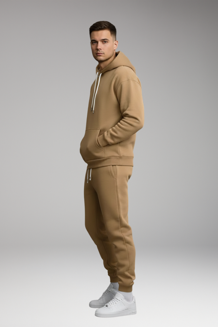 Virelian - Sportliches Natur-Jogginganzug-Set für Herren: Sweatshirt und Jogginghose
