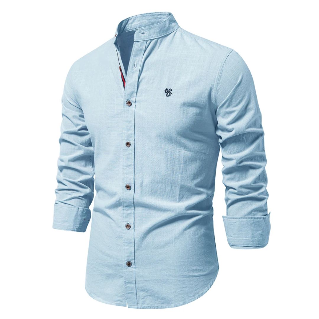 Stehkragen Hemd – Elegantes Slim Fit Freizeit & Business Shirt für Herren