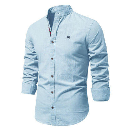 Stehkragen Hemd – Elegantes Slim Fit Freizeit & Business Shirt für Herren