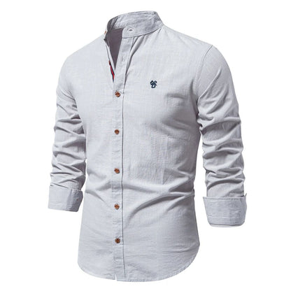 Stehkragen Hemd – Elegantes Slim Fit Freizeit & Business Shirt für Herren