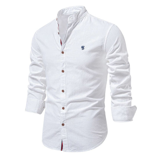 Stehkragen Hemd – Elegantes Slim Fit Freizeit & Business Shirt für Herren