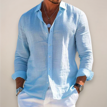 Leichtes Leinenhemd mit Knopfleiste & atmungsaktivem Stoff für Herren – Elegantes Sommerhemd mit Relaxed Fit