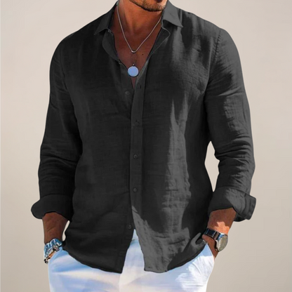 Leichtes Leinenhemd mit Knopfleiste & atmungsaktivem Stoff für Herren – Elegantes Sommerhemd mit Relaxed Fit
