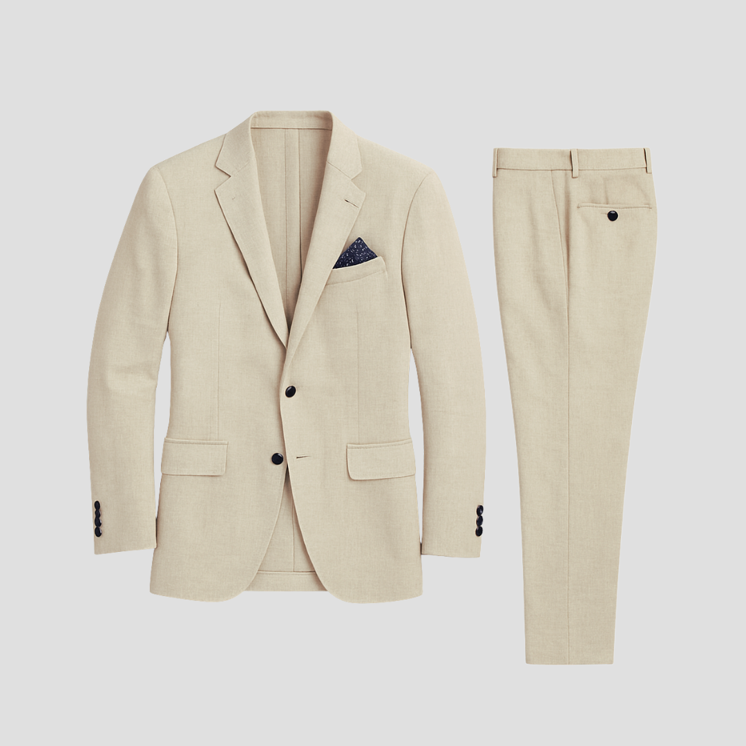 Fayden - Beigefarbenes Slim Fit Hochzeitsanzug für Herren – Frühling