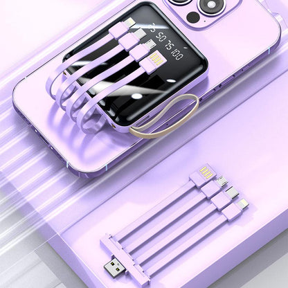 Mini Powerbank 20000 mAh mit Integrierten Kabeln für das Portable Laden Mehrerer Telefone