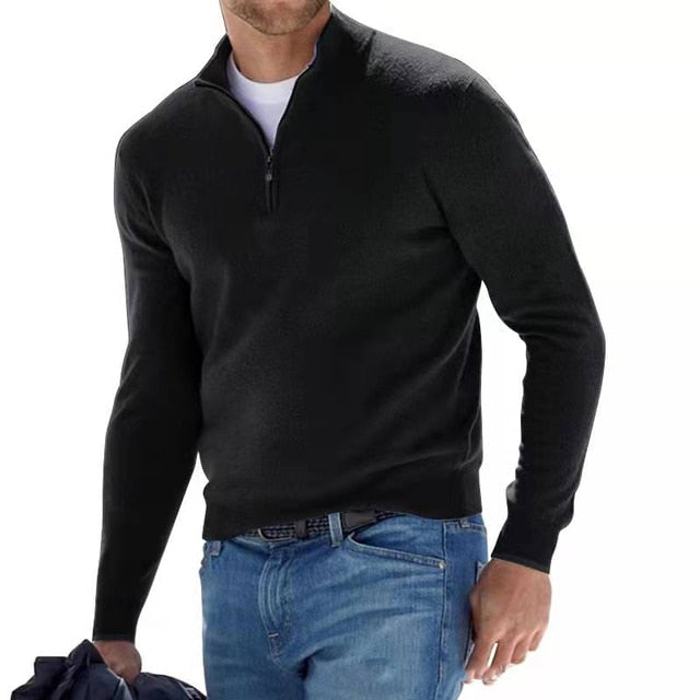 Enzo - Premium Pullover mit Reißverschlusskragen in einfarbigen Farben für Herren