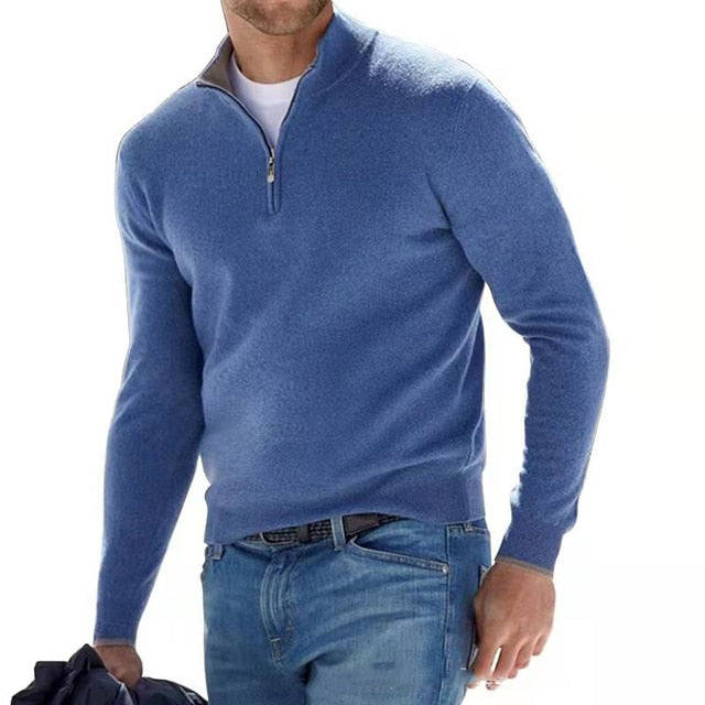 Enzo - Premium Pullover mit Reißverschlusskragen in einfarbigen Farben für Herren