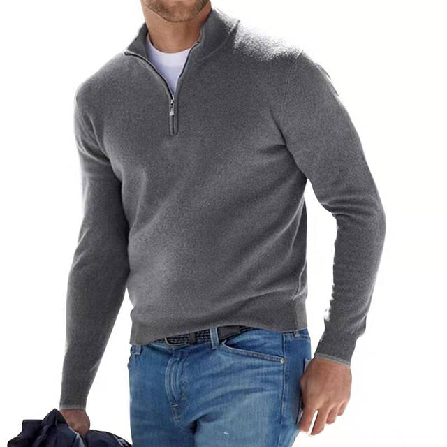 Enzo - Premium Pullover mit Reißverschlusskragen in einfarbigen Farben für Herren