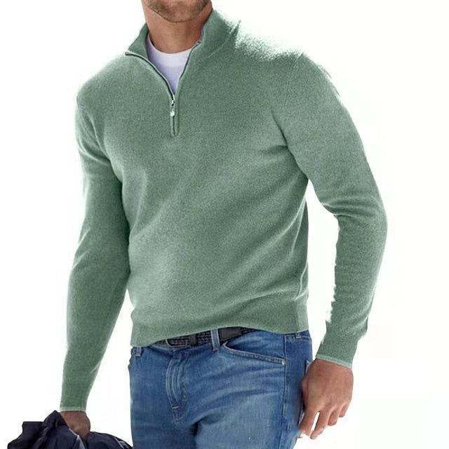 Enzo - Premium Pullover mit Reißverschlusskragen in einfarbigen Farben für Herren