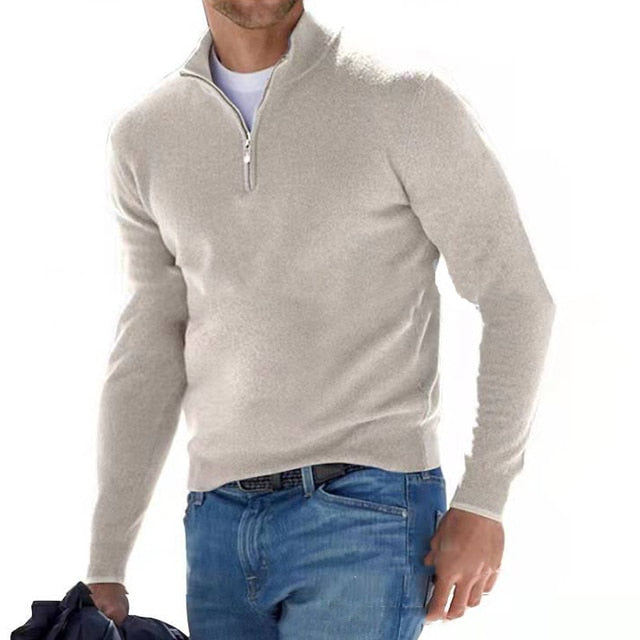 Enzo - Premium Pullover mit Reißverschlusskragen in einfarbigen Farben für Herren