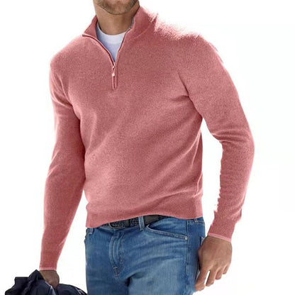 Enzo - Premium Pullover mit Reißverschlusskragen in einfarbigen Farben für Herren
