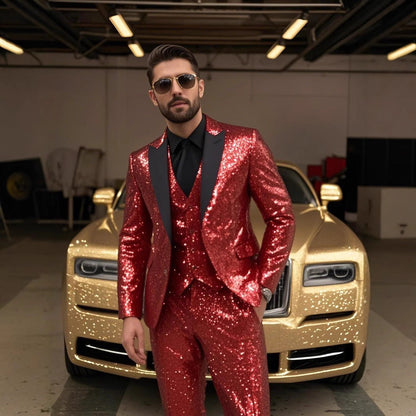 Glitzernder Pailletten Anzug für Herren – Elegantes Party & Gala Set