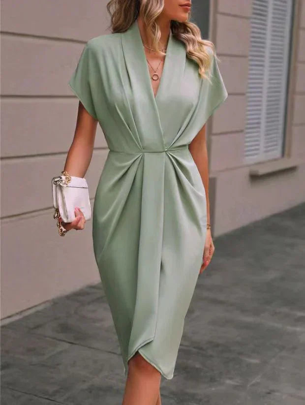Elegantes Wickelkleid für Frauen mit V-Ausschnitt und figurbetonter Passform