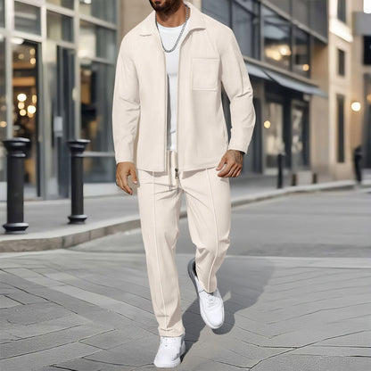 Modernes Freizeit Set mit Hemdjacke & Hose für Herren – Eleganter Zweiteiler im Casual Business Look