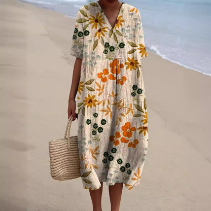 Locker fallendes Sommerkleid für Damen mit floralem Print – Luftig, Bequem & Strandtauglich