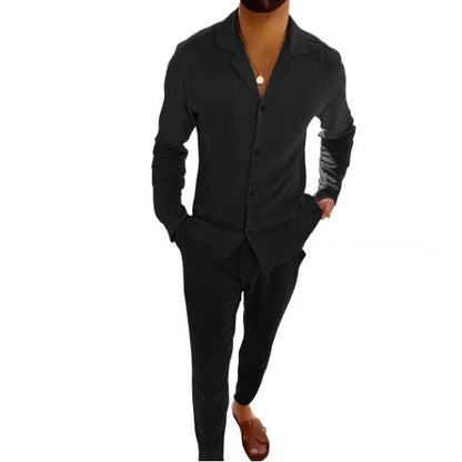 Elegantes Zweiteiler Set für Herren – Lockeres Freizeit Outfit mit Hemd & Hose