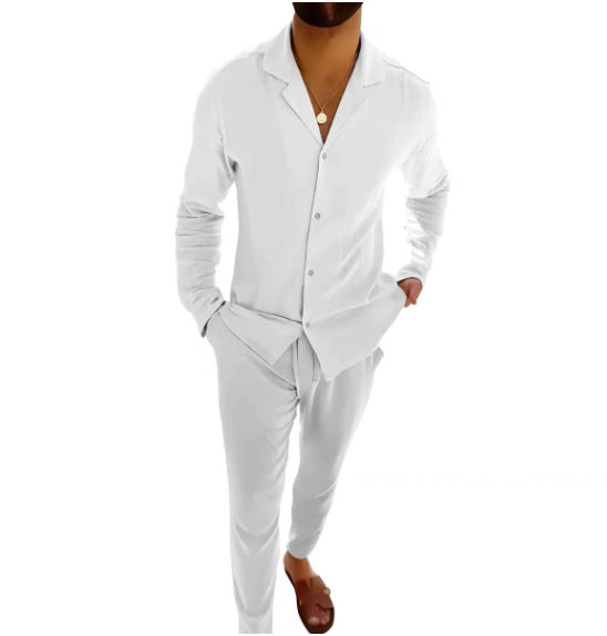 Elegantes Zweiteiler Set für Herren – Lockeres Freizeit Outfit mit Hemd & Hose
