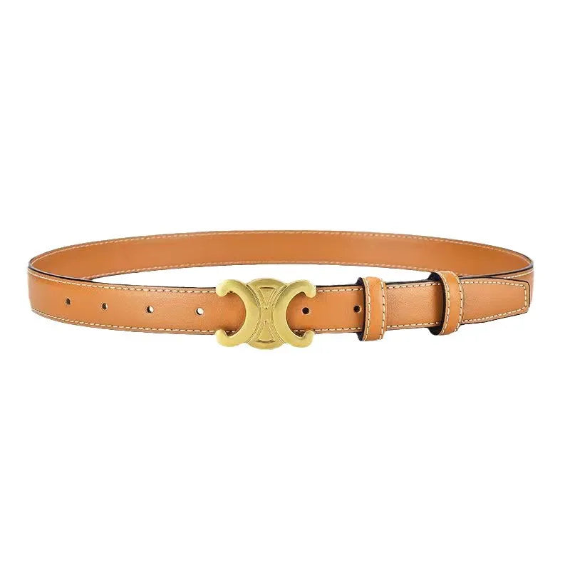 Héloïse - Schwarzer Leder-Gürtel mit Goldener Schnalle | Eleganz und Vielseitigkeit für Alle Anlässe