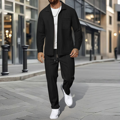 Modernes Freizeit Set mit Hemdjacke & Hose für Herren – Eleganter Zweiteiler im Casual Business Look