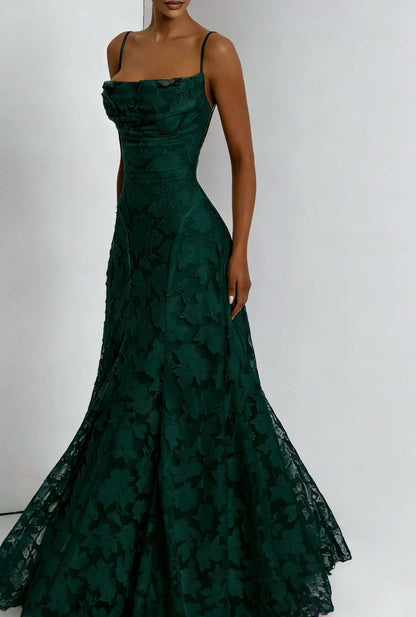 Elegantes Spitzen-Maxikleid für Damen – Ärmelloses Abendkleid mit floraler Spitze