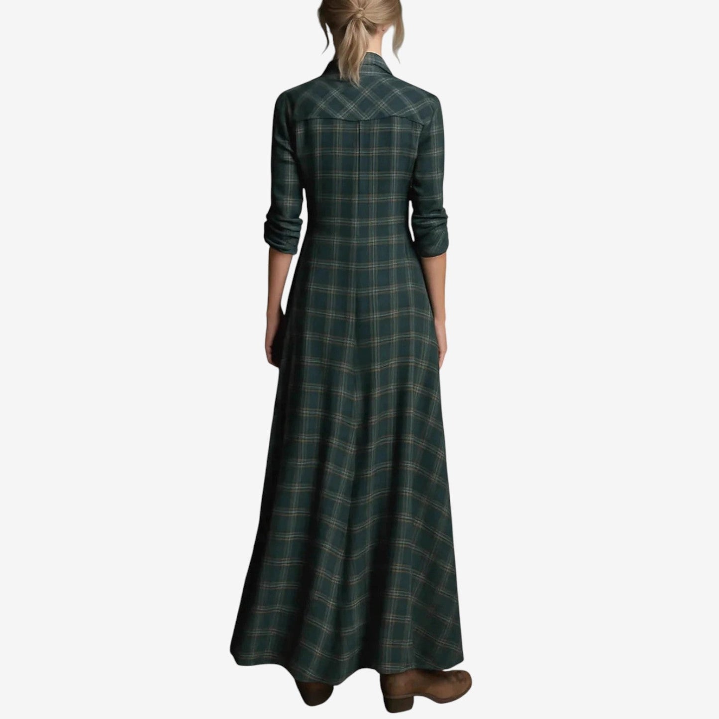 Virelle - Lange, Bequeme und Weite Hemdbluse für den Frühling, mit Grünen Karos und Knöpfen