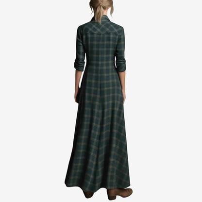 Virelle - Lange, Bequeme und Weite Hemdbluse für den Frühling, mit Grünen Karos und Knöpfen