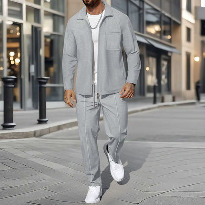 Modernes Freizeit Set mit Hemdjacke & Hose für Herren – Eleganter Zweiteiler im Casual Business Look