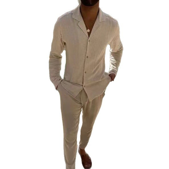 Elegantes Zweiteiler Set für Herren – Lockeres Freizeit Outfit mit Hemd & Hose