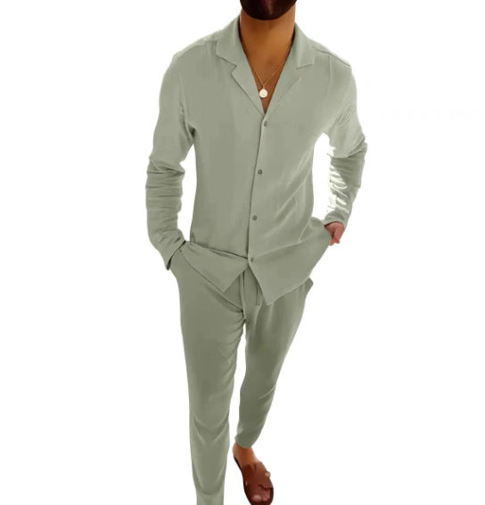 Elegantes Zweiteiler Set für Herren – Lockeres Freizeit Outfit mit Hemd & Hose